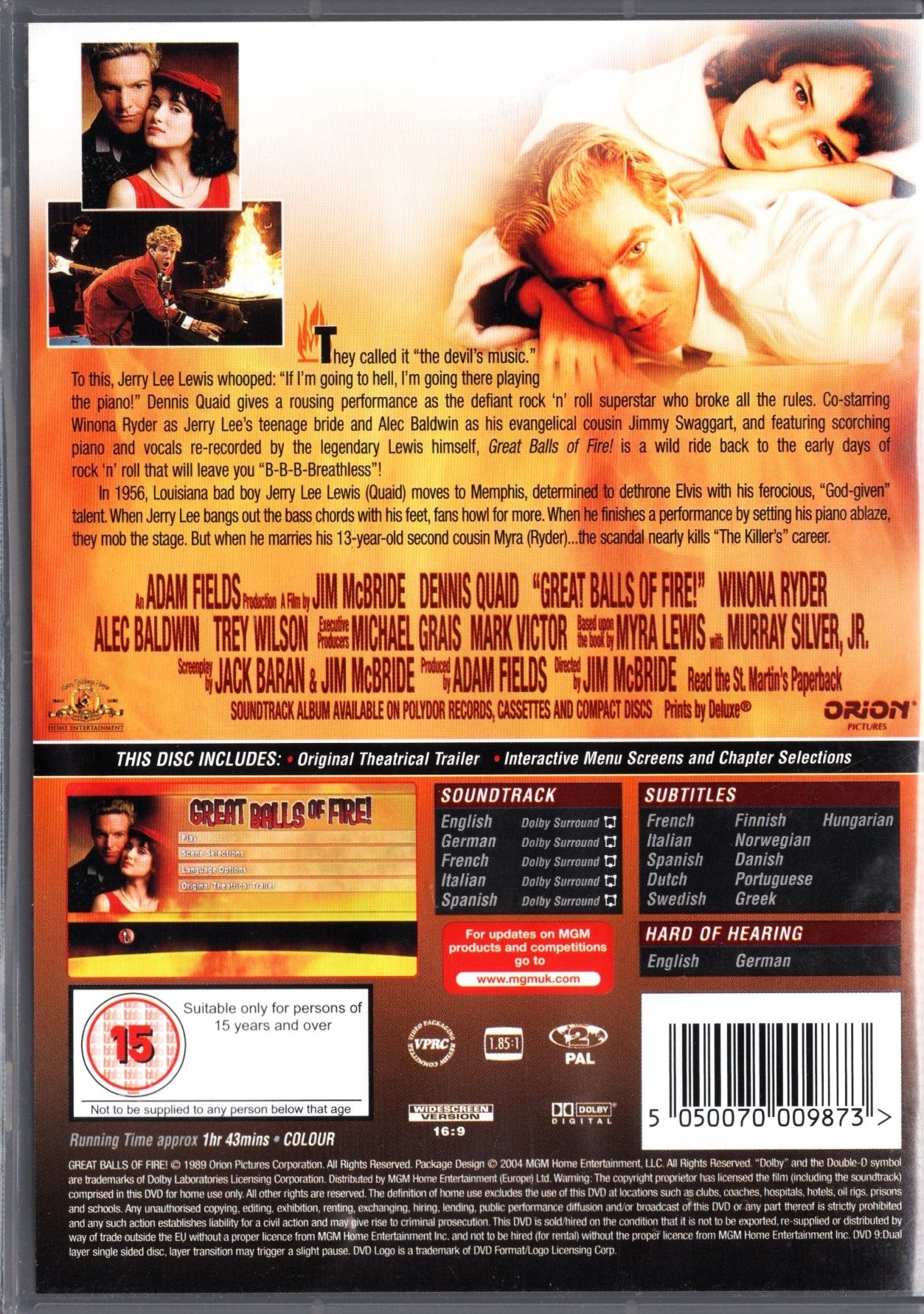 Great Balls of Fire (USA 1989) DVD KÄYTETTY