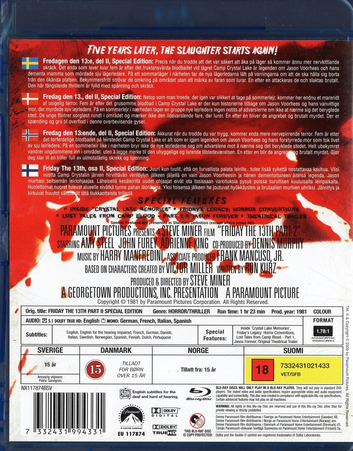 Friday the 13th Part 2 (1981) BD KÄYTETTY