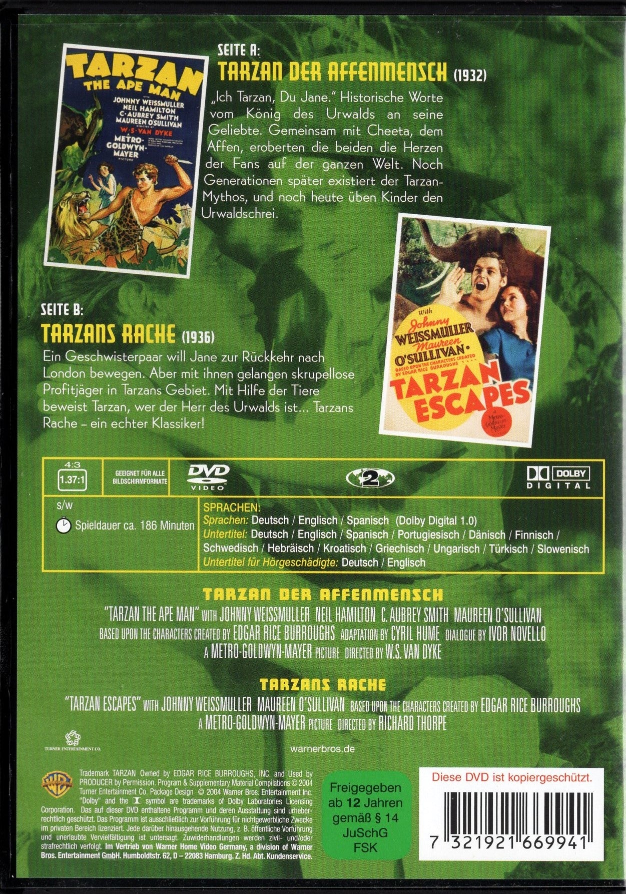 Tarzan - viidakon valtias & Tarzanin pako (1932/36) DVD KÄYTETTY