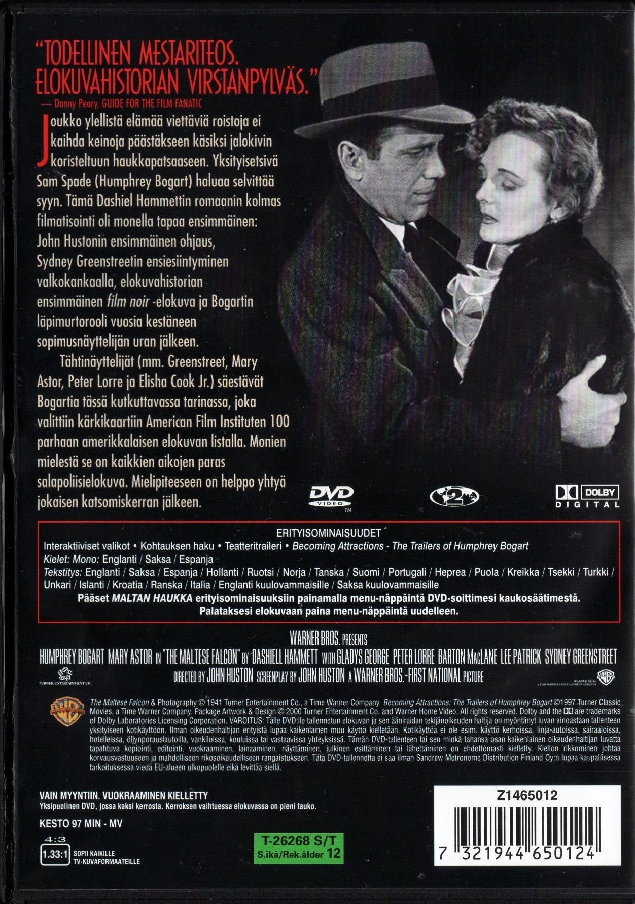 Maltese Falcon - Maltan haukka (1941) DVD KÄYTETTY
