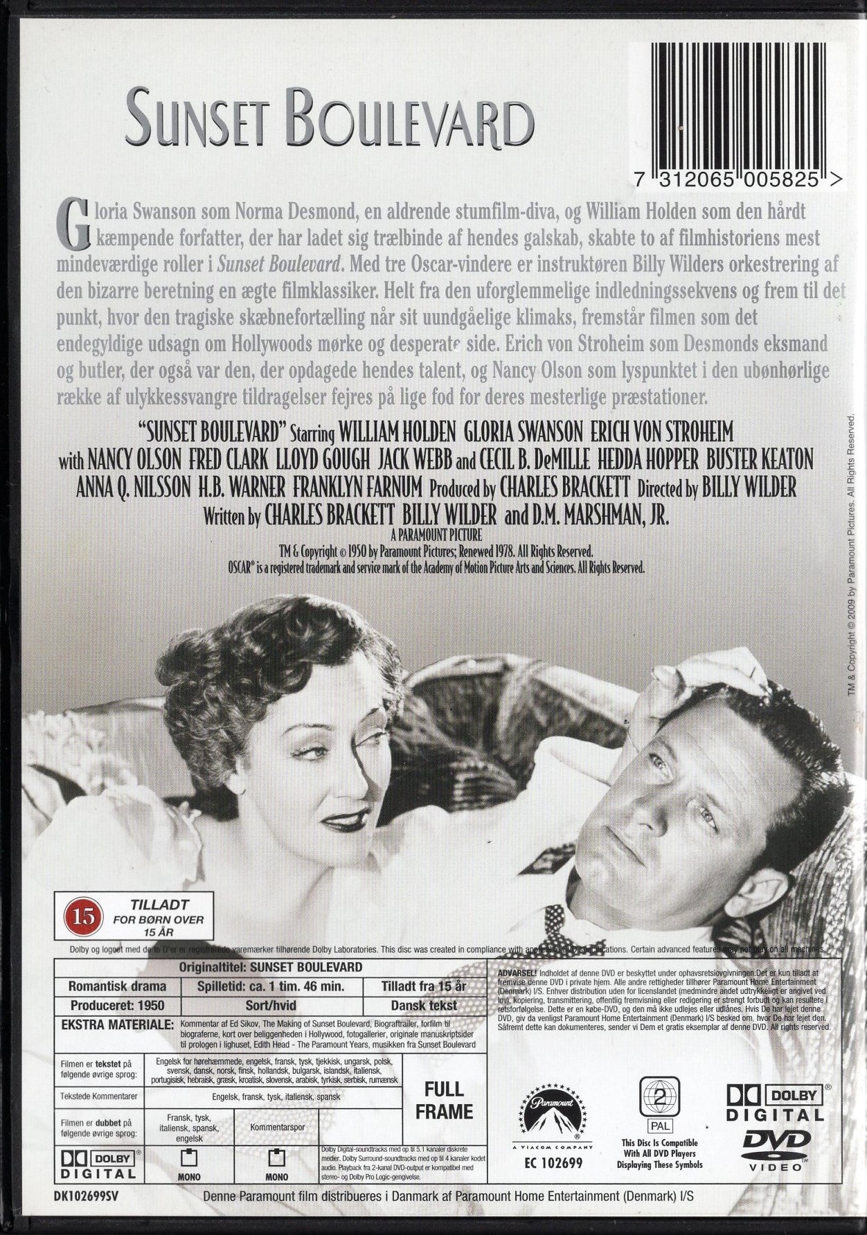 Sunset Boulevard - Auringonlaskun katu (1950) DVD KÄYTETTY