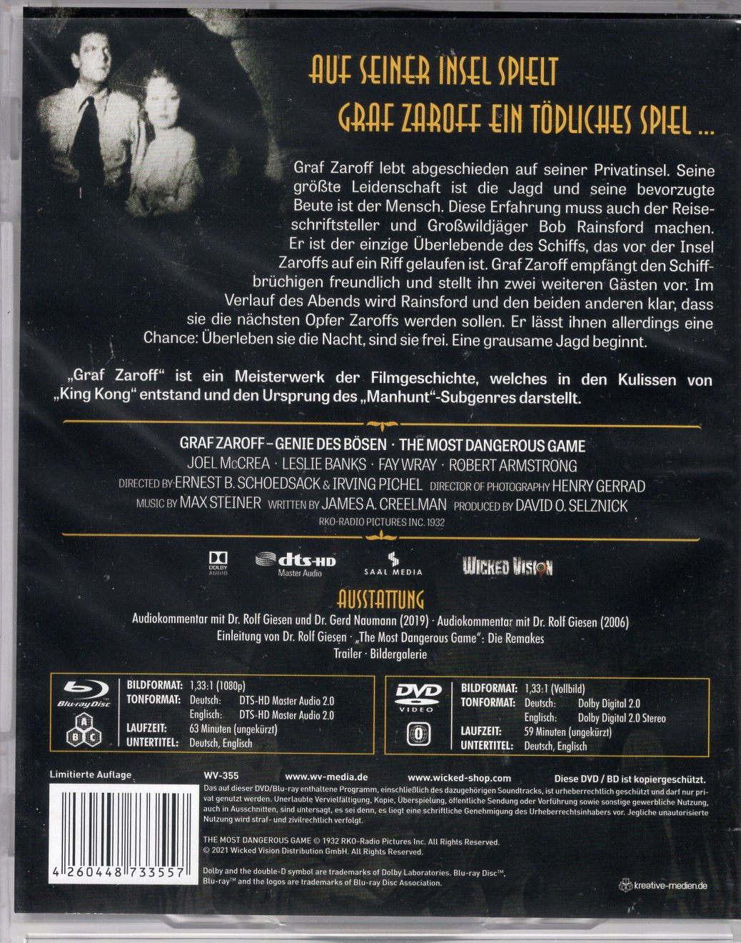 Most Dangerous Game (1932) BD + DVD