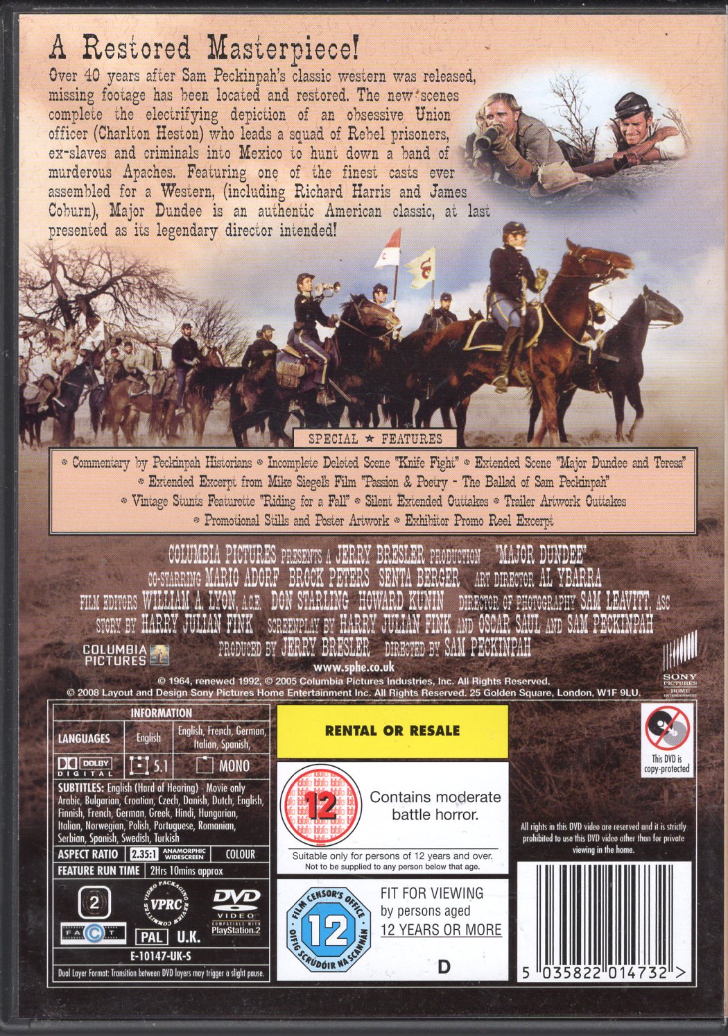 Major Dundee – Majuri Dundee (USA 1964) DVD KÄYTETTY
