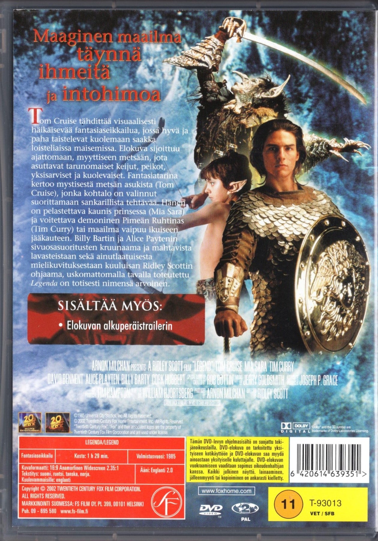 Legend - Legenda (USA 1985) DVD KÄYTETTY