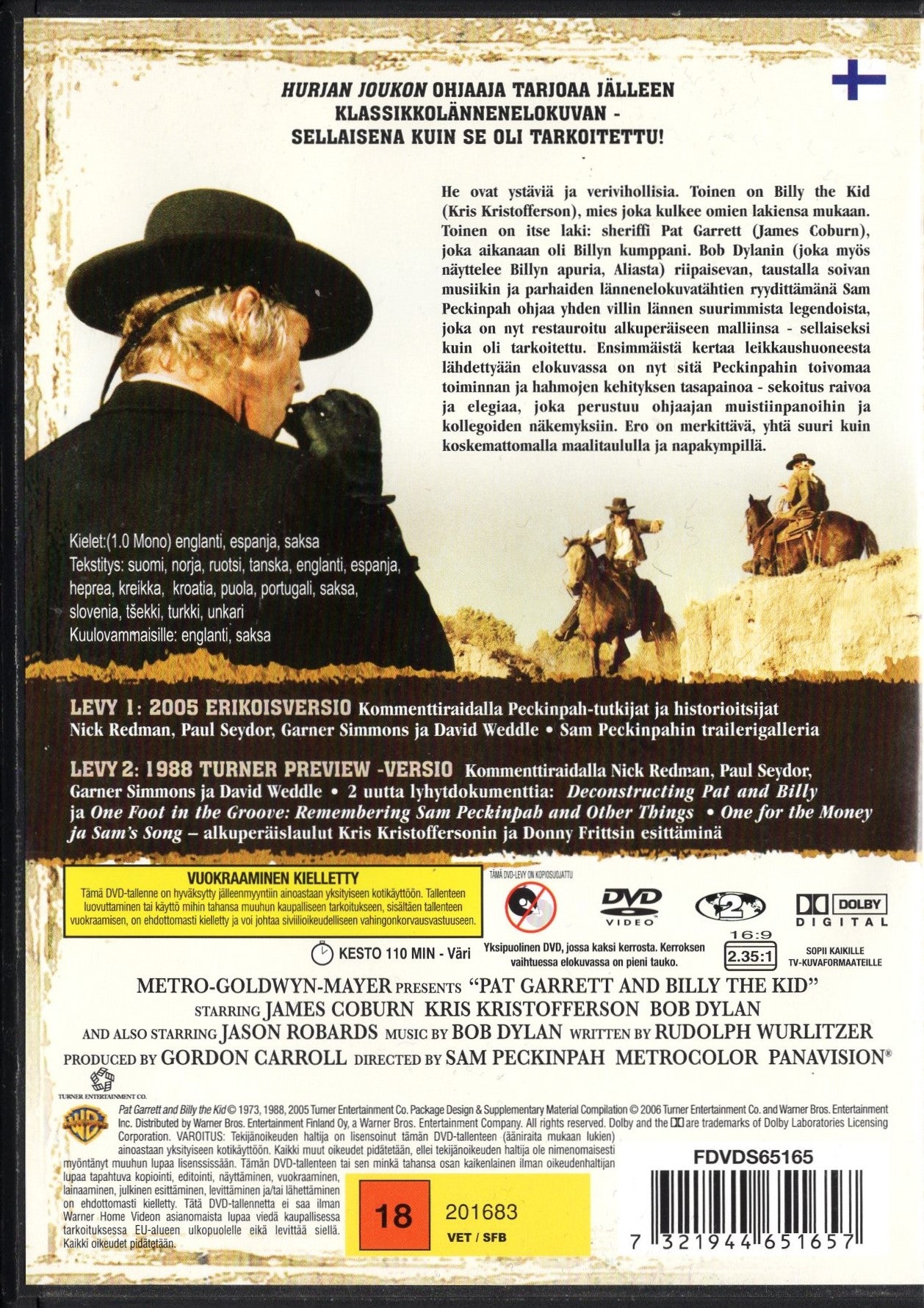 Pat Garret and Billy the Kid (USA 1973) DVD KÄYTETTY
