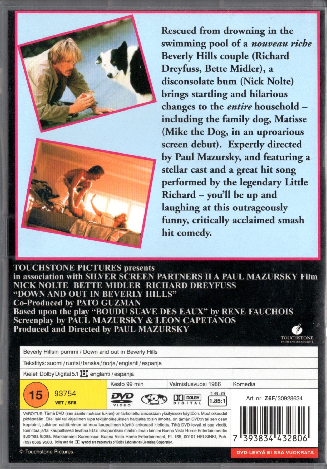 Down and Out in Beverly Hills - Beverly Hillsin pummi (USA 1986) DVD KÄYTETTY