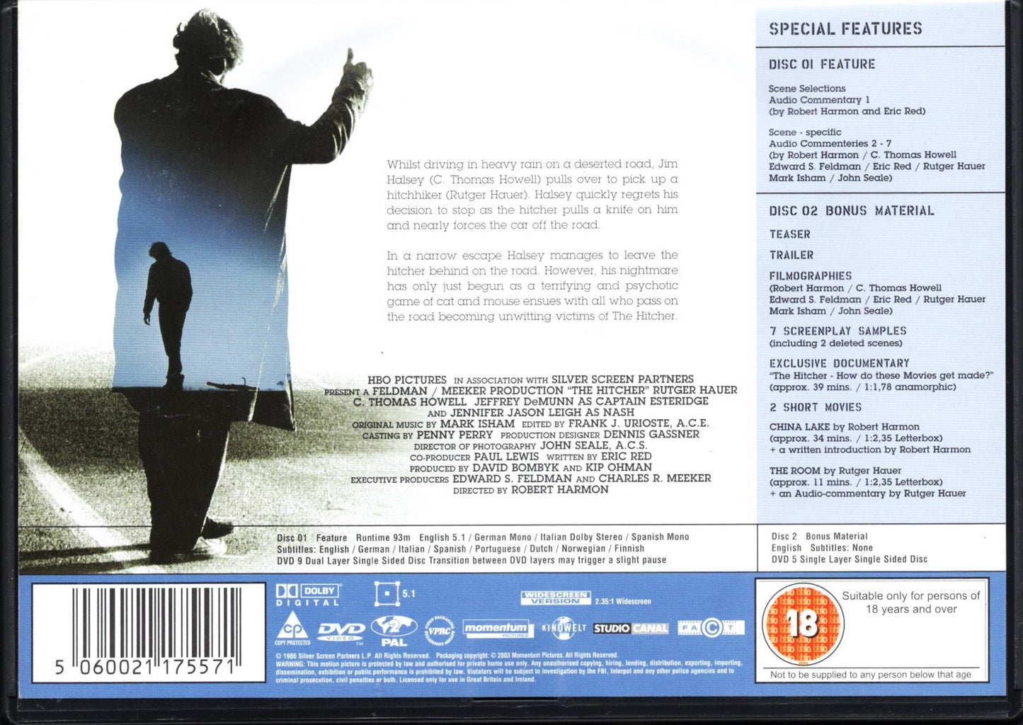 Hitcher - Liftari (USA 1986) DVD KÄYTETTY