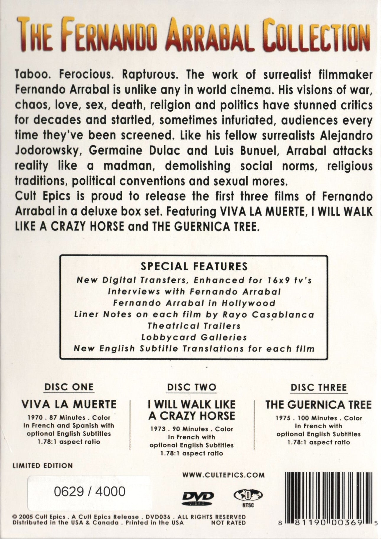 Fernando Arrabal Collection (3 Disc Limited Edition Deluxe Box Set) DVD