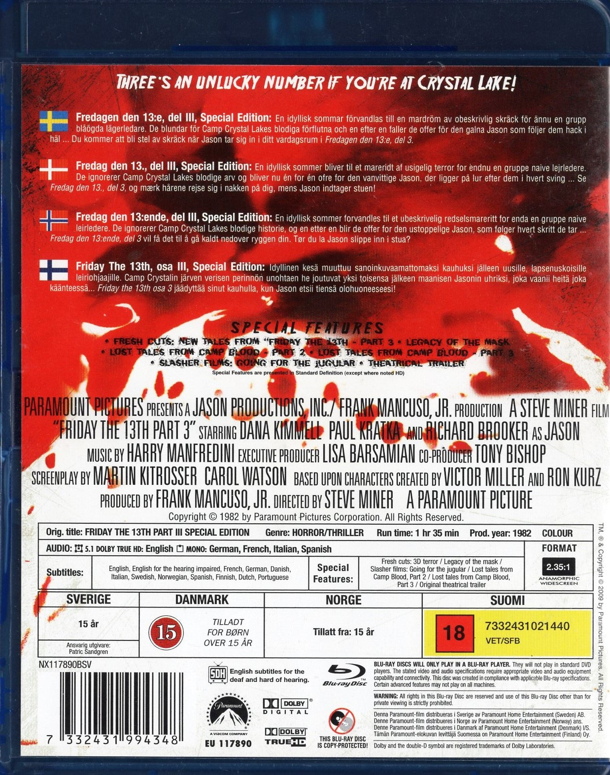 Friday the 13th Part 3 (1982) BD KÄYTETTY