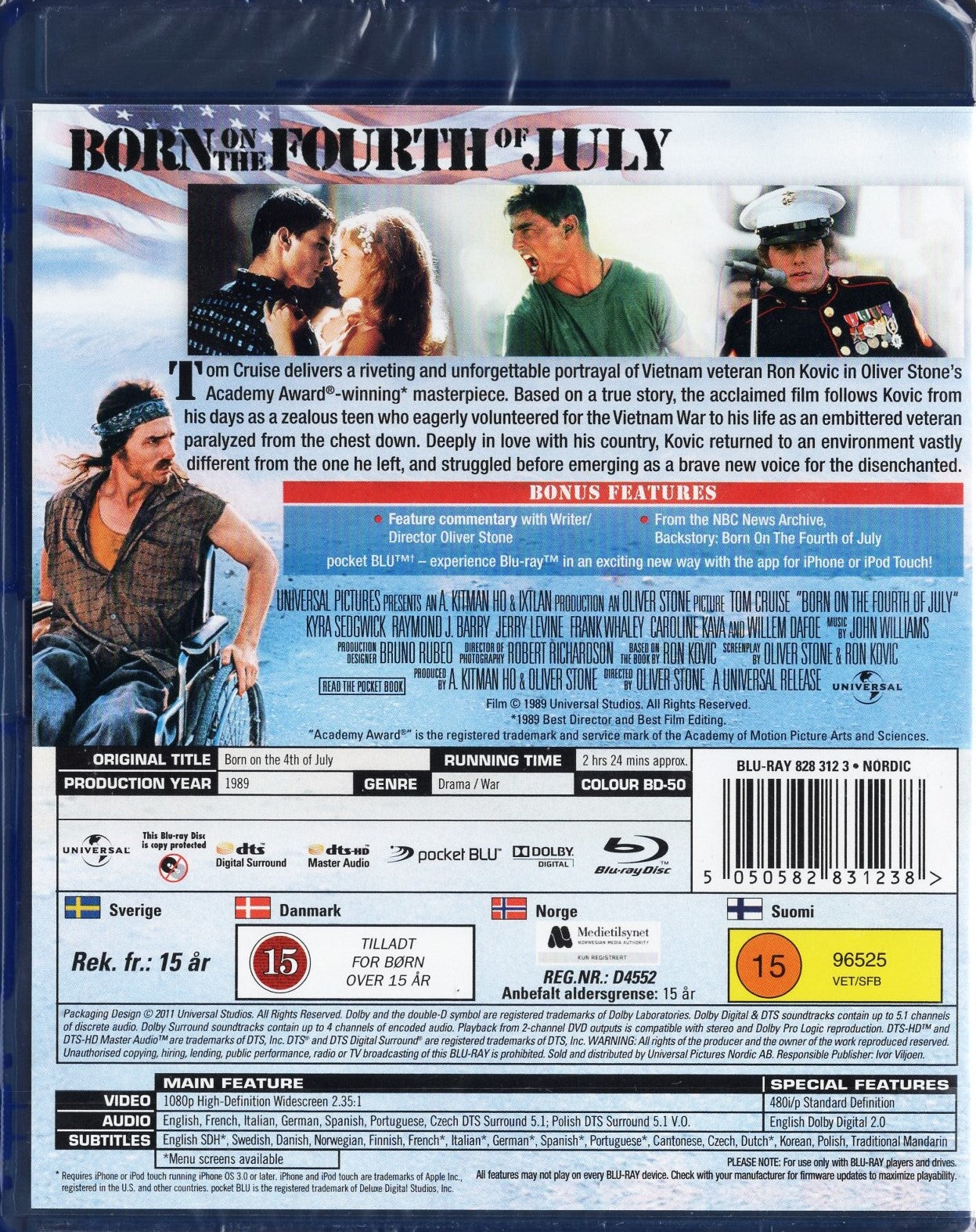 Born on the Fourth of July - Syntynyt 4. heinäkuuta (1989) BD KÄYTETTY