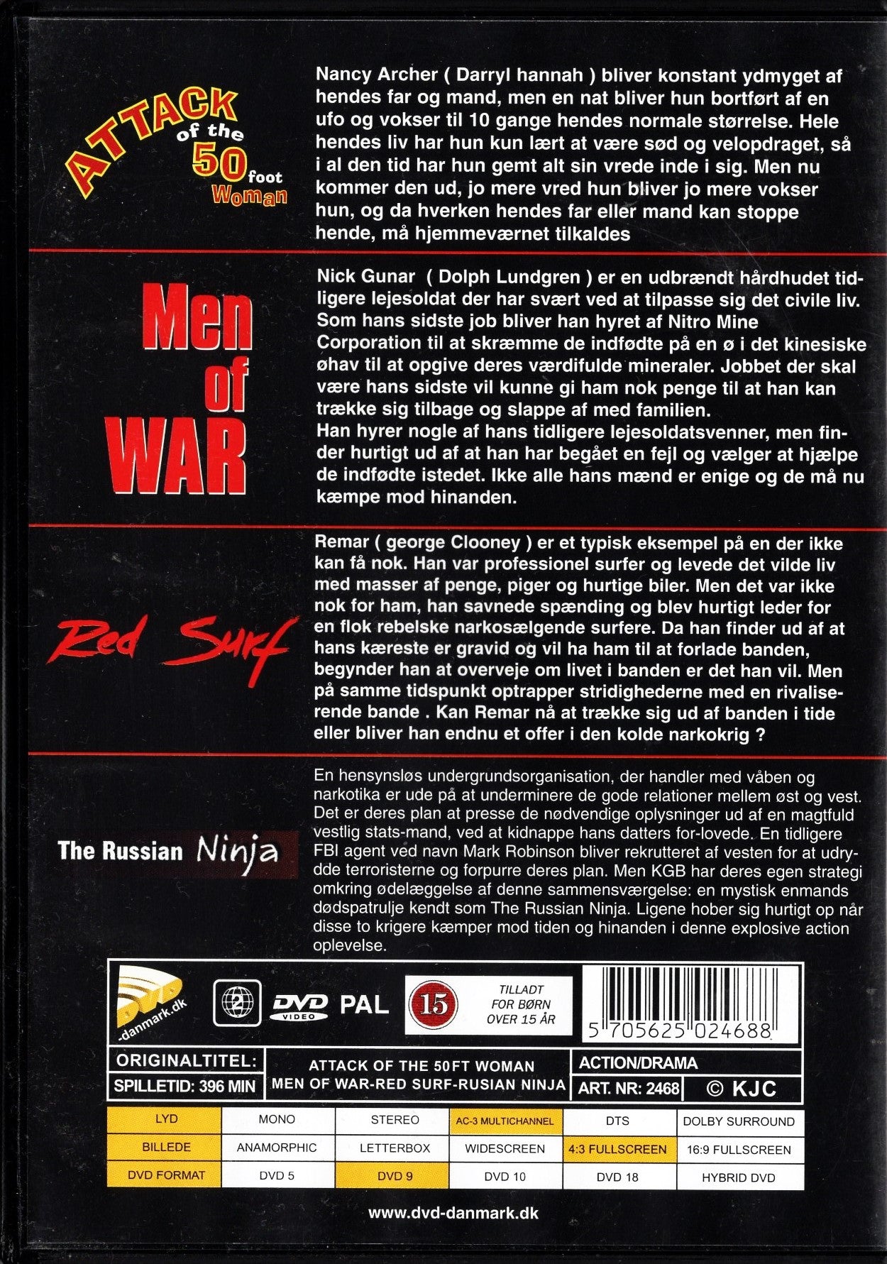 Attack of the 50 Ft. Woman / Men of War / Red Surf / Russian Ninja DVD KÄYTETTY