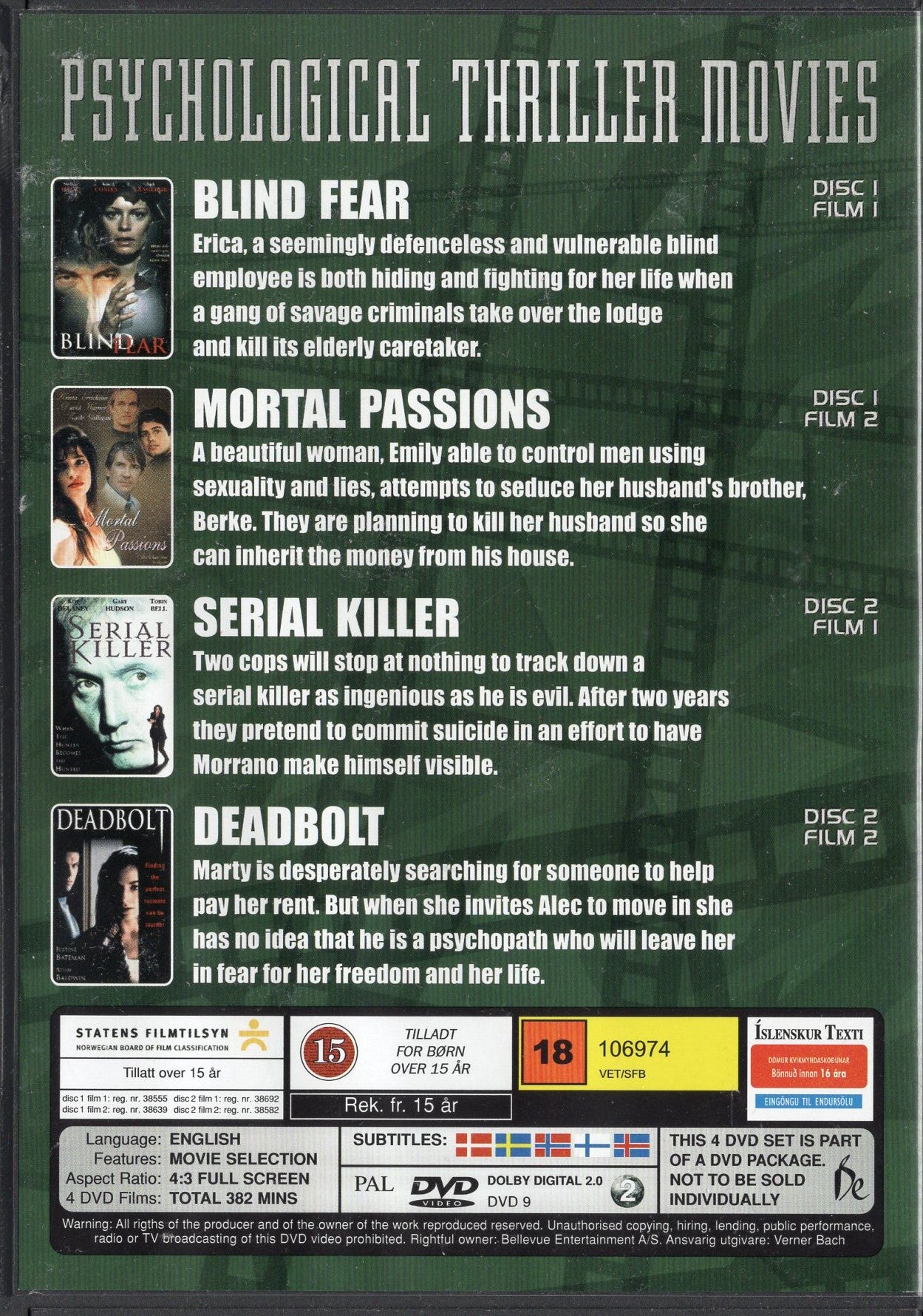 Psychological Thriller Movies – 4 elokuvan kokoelma DVD KÄYTETTY
