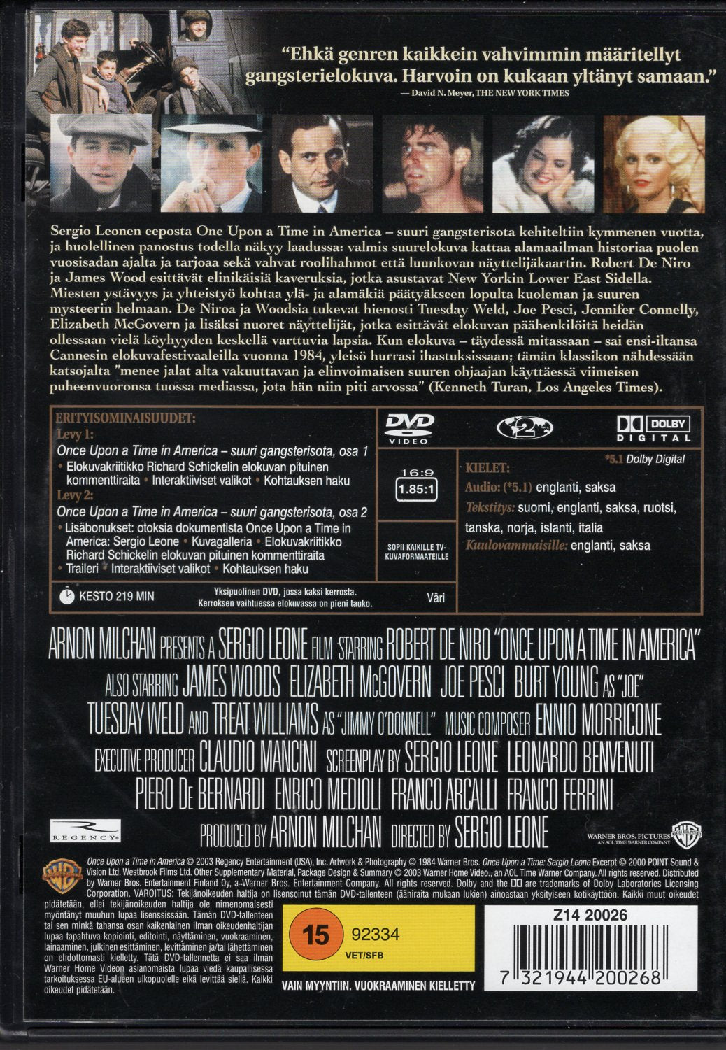Once Upon a Time in America - Suuri gangsterisota (1984) DVD KÄYTETTY