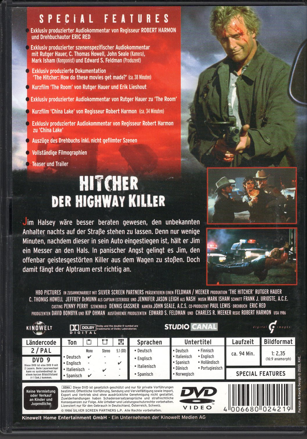 Hitcher - Liftari (USA 1986) DVD KÄYTETTY
