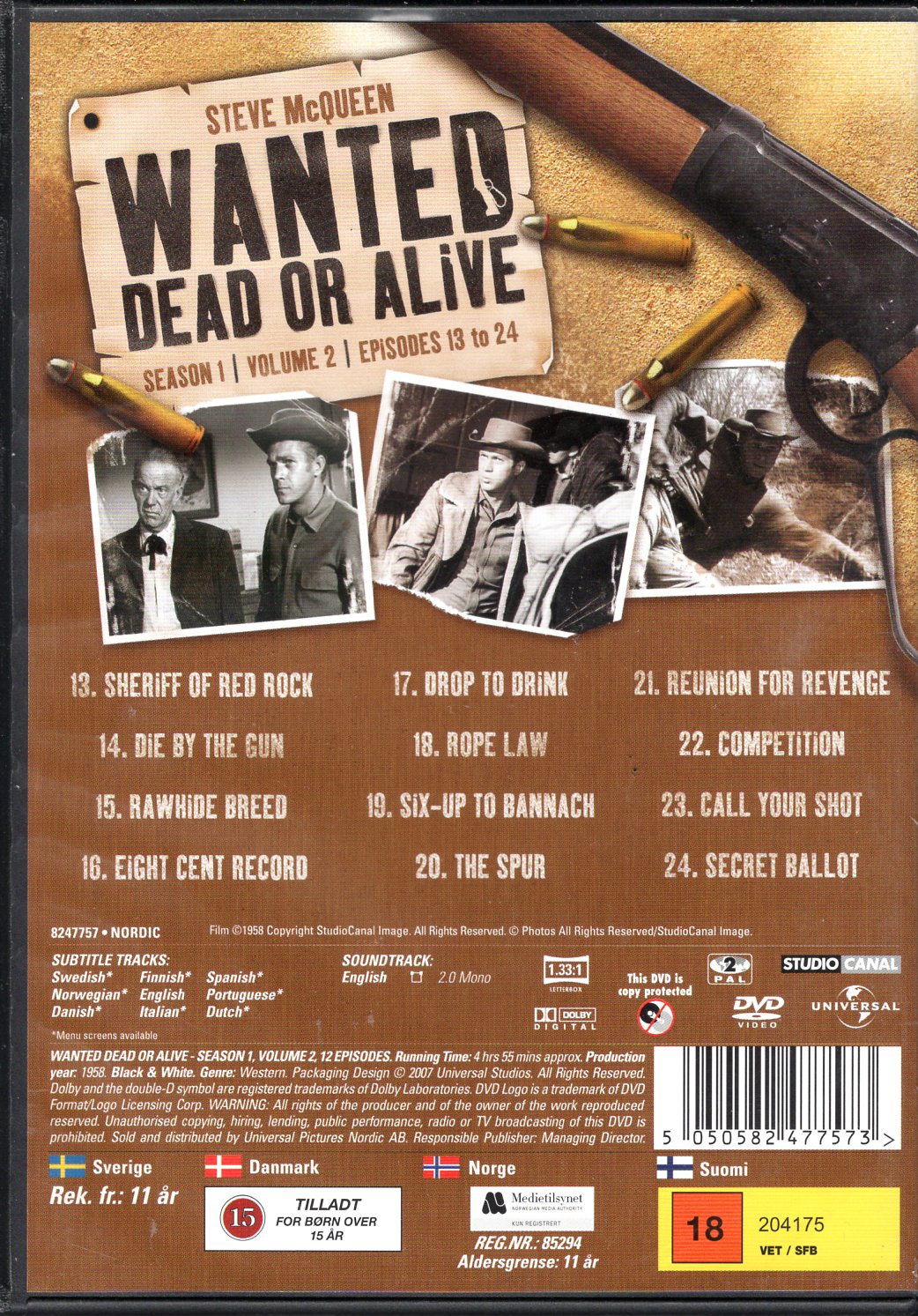 Wanted: Dead or Alive – Season 1, Volume 2 (1958) DVD KÄYTETTY