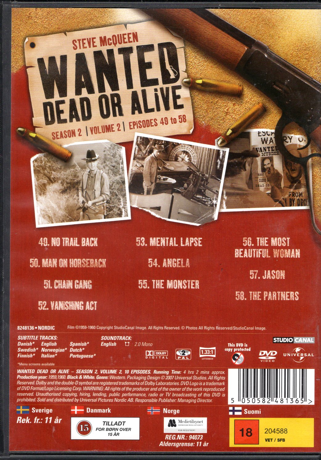 Wanted: Dead or Alive – Season 2, Volume 2 (1959-1960) DVD KÄYTETTY