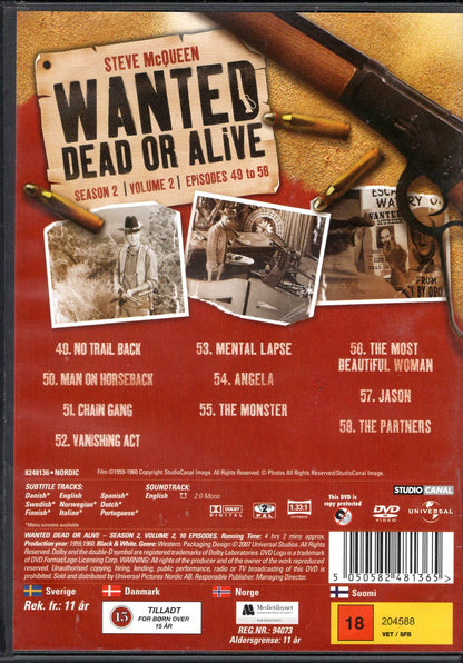 Wanted: Dead or Alive – Season 2, Volume 2 (1959-1960) DVD KÄYTETTY