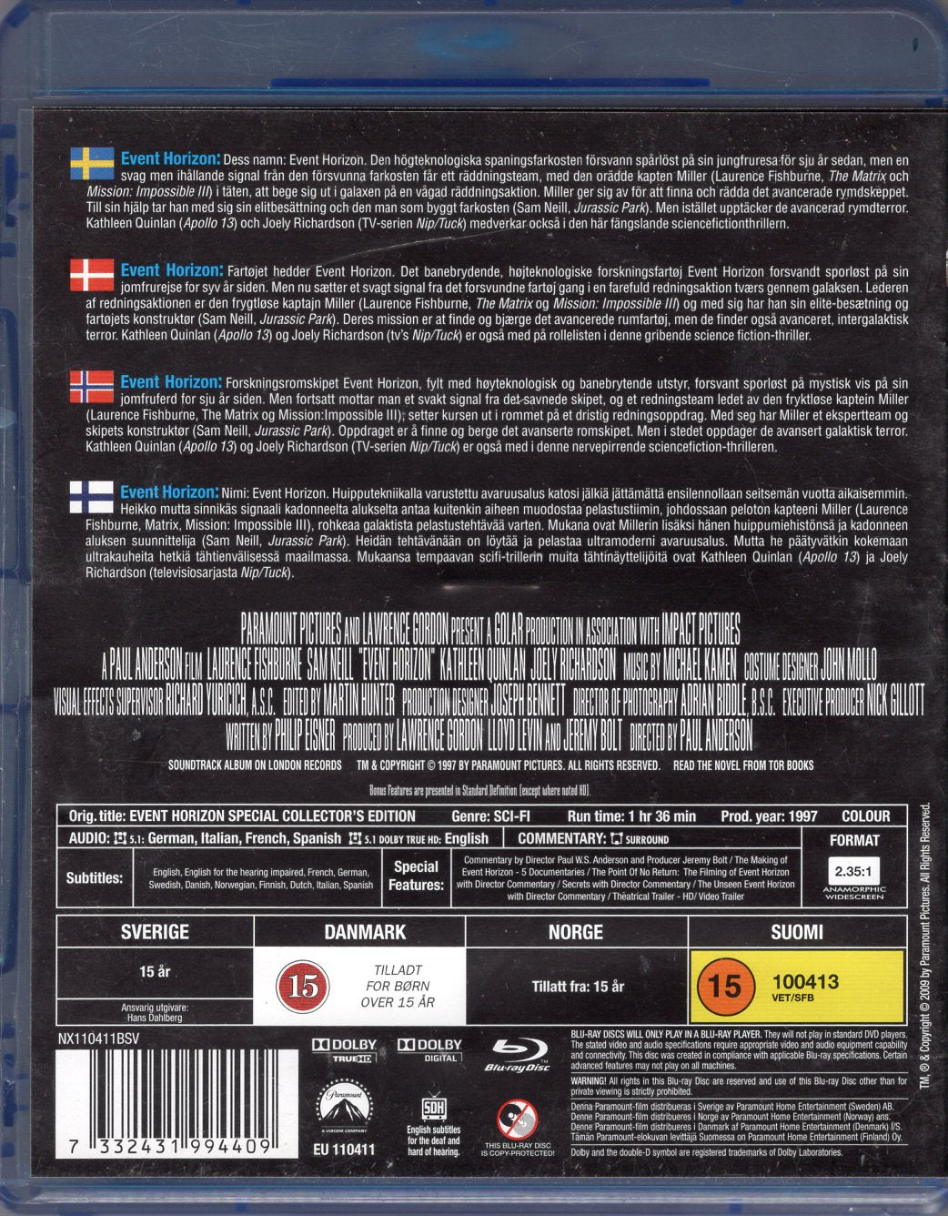 Event Horizon (USA 1997) BD KÄYTETTY