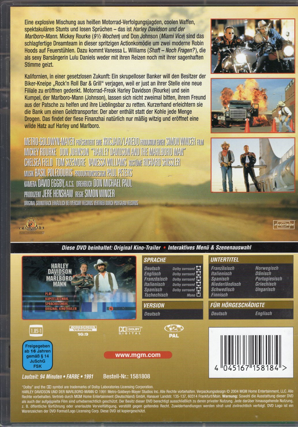 Harley Davidson ja Marlboro-mies (USA 1991) DVD KÄYTETTY