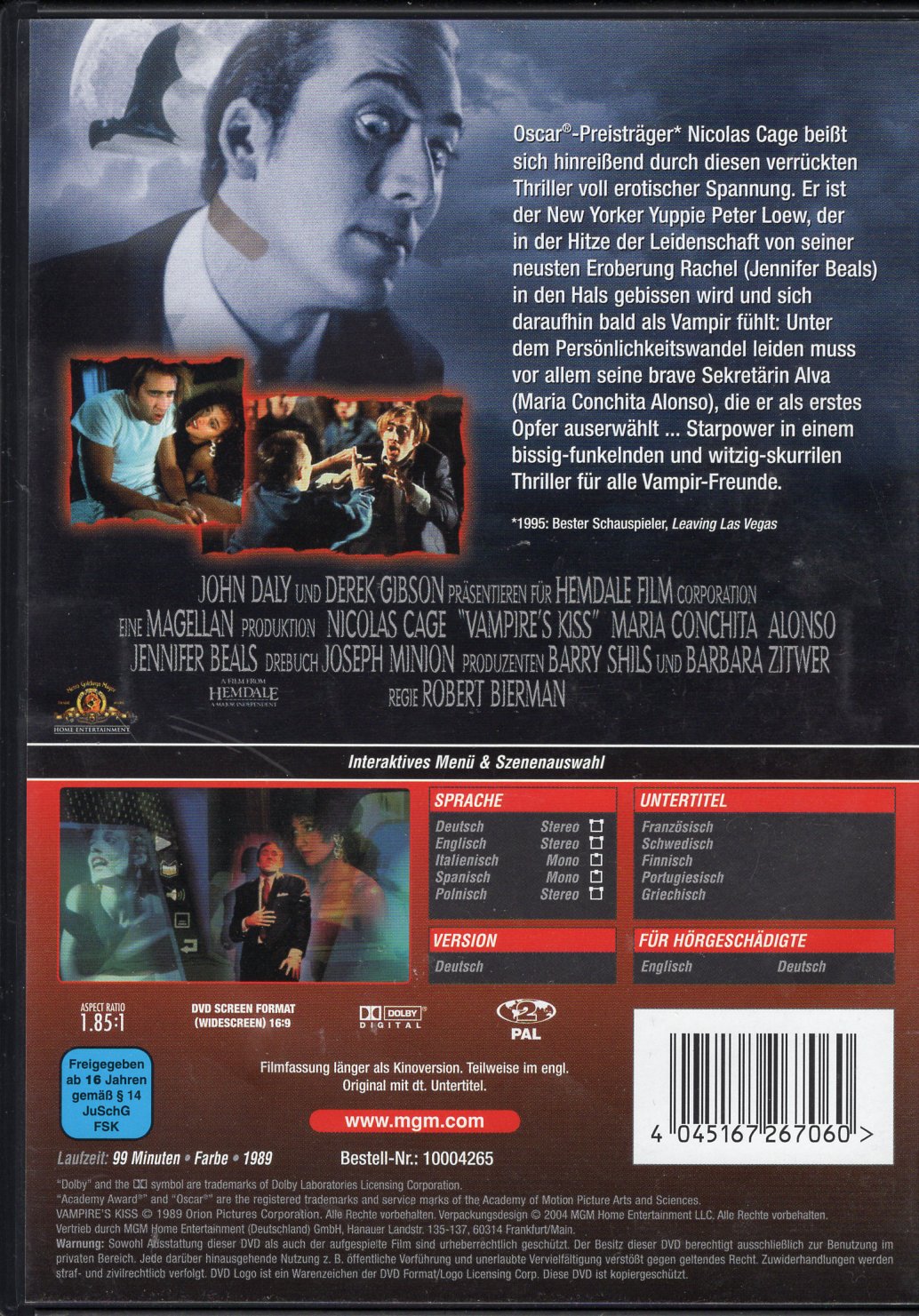Vampire’s Kiss - Vampyyrin suudelma (1989) DVD KÄYTETTY