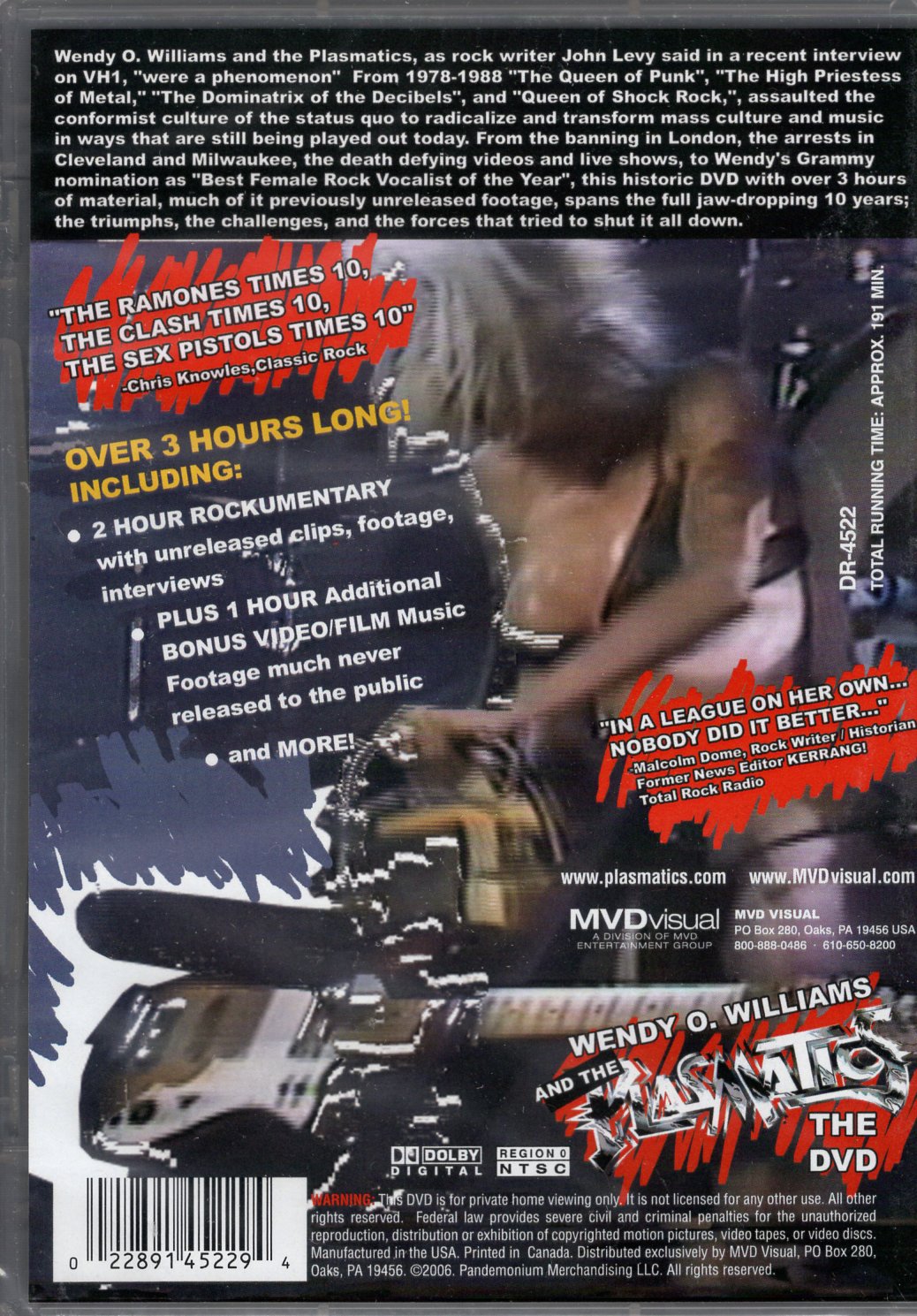 Wendy O. Williams and the Plasmatics: 10 Years of Revolutionary Rock and Roll (2006) DVD
