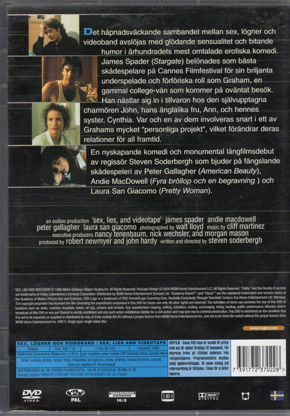 Sex, Lies, and Videotape (1989) DVD KÄYTETTY