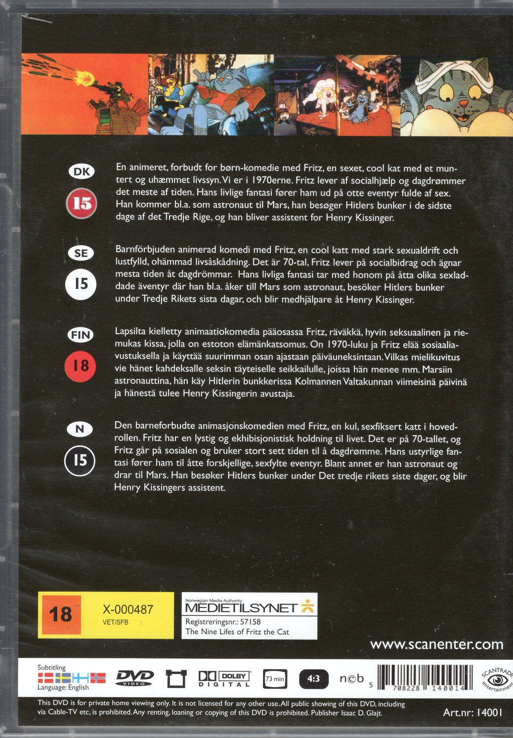 Nine Lives of Fritz the Cat (1974) DVD KOTELO