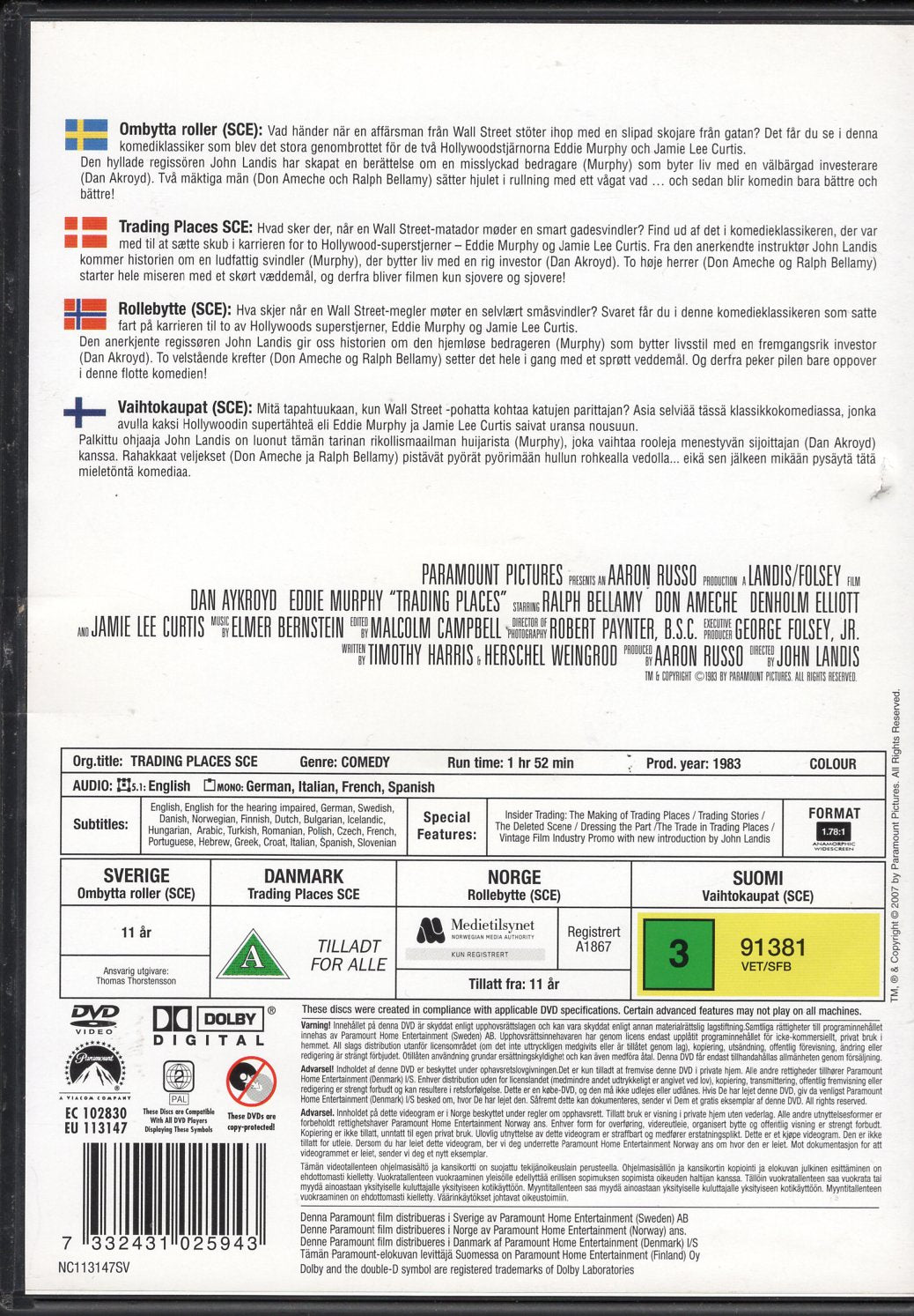 Trading Places - Vaihtokaupat (1983) DVD KÄYTETTY