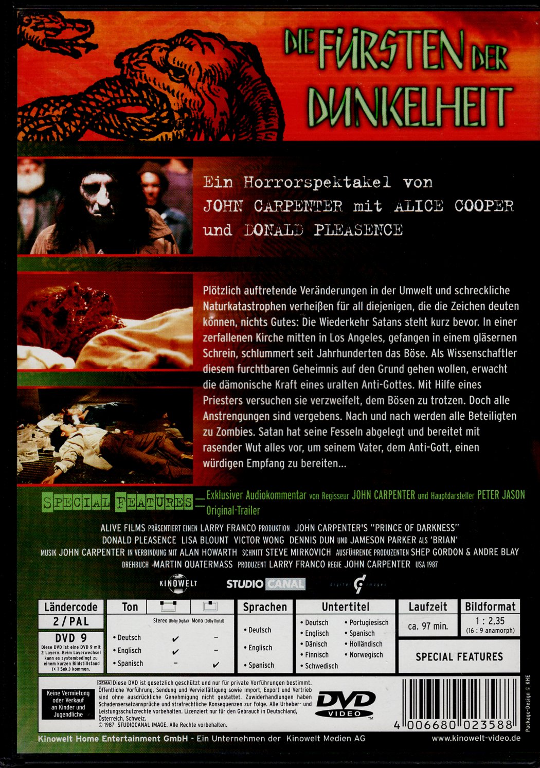 Prince of Darkness - Pimeyden valtias (1987) DVD KÄYTETTY