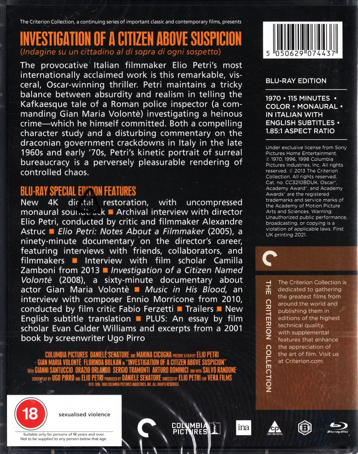 Investigation of a Citizen Above Suspicion (Italia 1970) BD