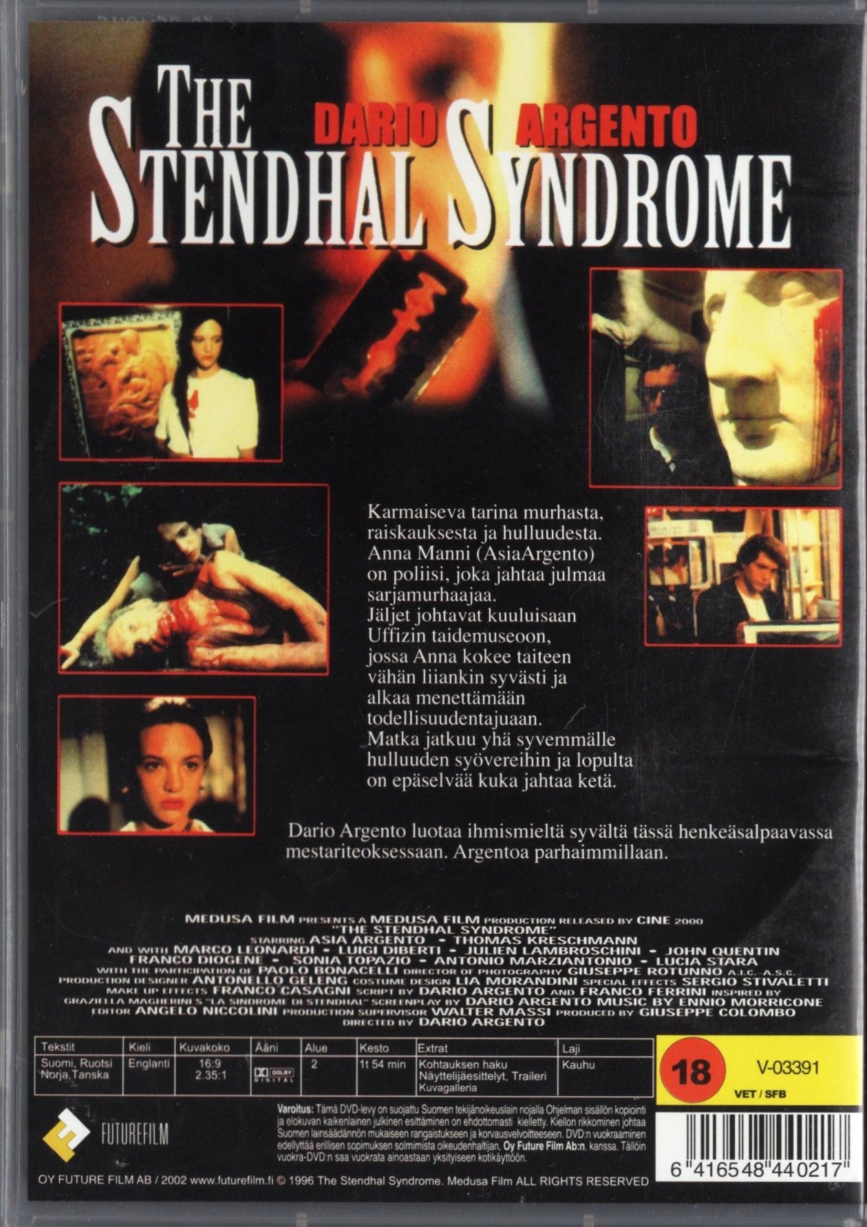 Stendhal Syndrome (Italia 1996) DVD KÄYTETTY