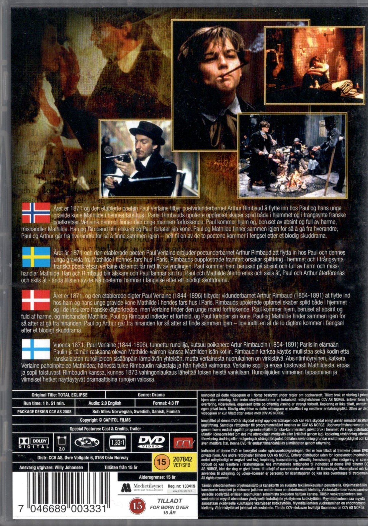 Total Eclipse (Iso-Britannia/Ranska/Belgia 1995) DVD KÄYTETTY
